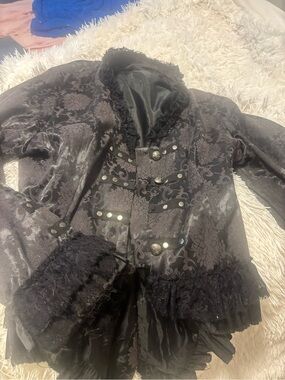 Black Brocade Military-Inspired Women's Jacket my Prince 👑 Jacket.1x custom